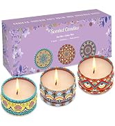3 Pack 2.5oz Decorative Scented Candles, Strong Bluebell & Lavender & Mandarin Candle Set, Soy Ca...
