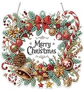 Bowetile Merry Christmas Diamond Art Hanging Wreath Kits for Adults Kids, Diamond Art Suncatchers...