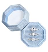 Vicoter Velvet Ring Box 3 Slots Ring Gift Box Jewelry Ring Display Holder Case for Proposal Engag...