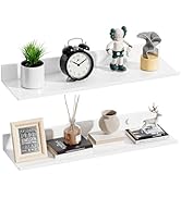 Wisfame White Shelves for Wall Set of 2, Metal Floating Wall Shelves 15.7 Inch, Adhesive Bathroom...