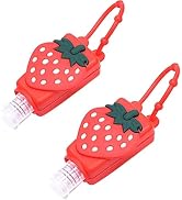 2Pcs Strawberry Empty Travel Hand Sanitizer Bottle, Silicone Sleeve Refillable Empty Squeeze Leak...