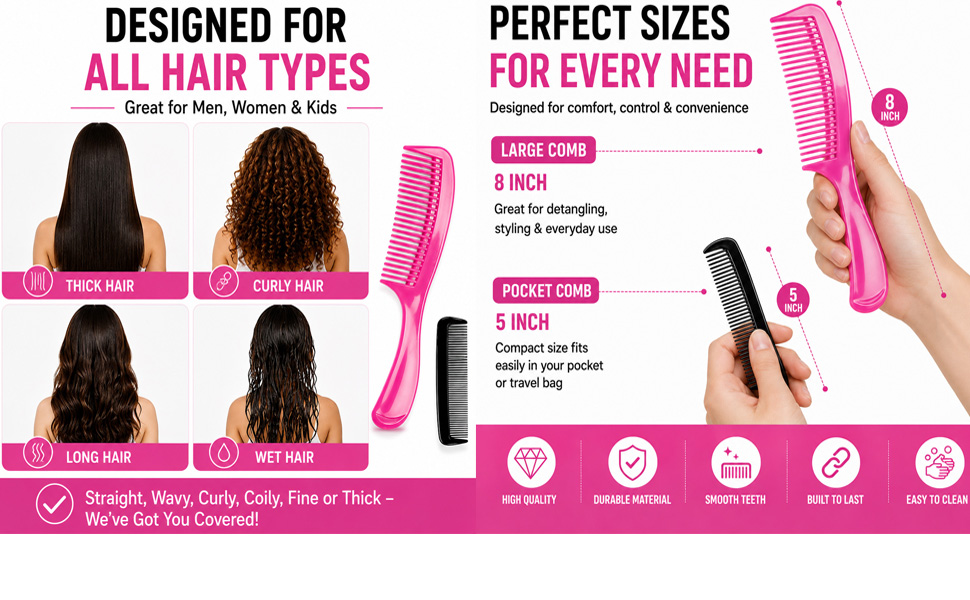 barber comb dressing comb hair styling comb detangling comb coarse fine tooth comb wet hair comb