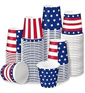 RUSPEPA 3oz Patriotic Paper Cups, American Flag Red White Blue Stars & Stripes Design Disposable ...