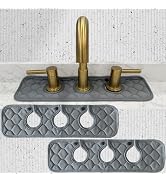 Bathroom Sink Splash Guard 3-Round-Hole : AHA HOMEWARE, Faucet Mat for Bathroom Sink 3 Holes (Gra...