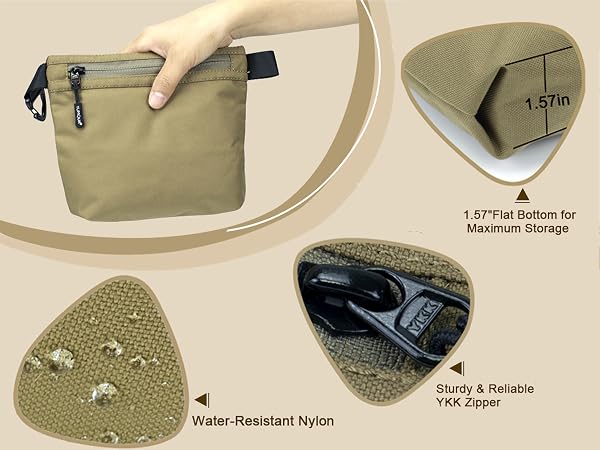 Small Zippered Pouch with Carabiner Clip for Men or Women Travel Toiletries Storage