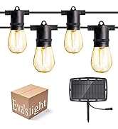 51FT Solar String Lights Outdoor Waterproof, 17PCS Edison Patio Lights Solar Powered Outdoor Stri...
