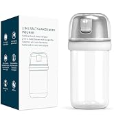 KTCHENDAO 2 in 1 Glass Salt Shaker with Side Pour Spout, Built-in Lid to Slow Down Dampness with ...
