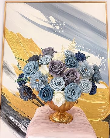 blue artificial flowers