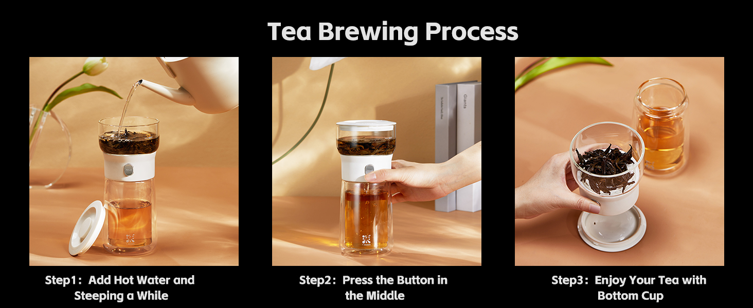 ZENS Modern 3-in-1 Smart Small Glass Tea Infuser Teapot