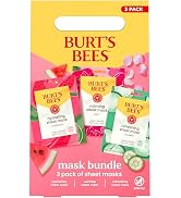 Burt's Bees Mothers Day Gifts, Face Mask Bundle Set, Hydrating Watermelon, Calming Rose, & Refres...