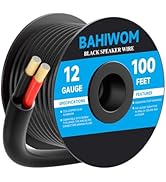 BAHIWOM 12 Gauge Speaker Wire 100 Feet CL3 Related CCA Black Cable with 2 Conductors for Outdoor ...
