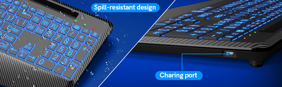 Backlit Rechargeable Wireless Keyboard Mouse with Wrist Rest Wireless Keyboard Mouse