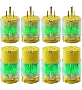 Yomiuwo Lighted Plug and Connector Set, Straight Blade Cord End Replacement, 15 Amp 125Volt, NEMA...