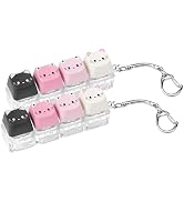 COOMICKEY 2 Pcs Keyboard Fidget Toy for Adult, Cute Pink Cat Shape Clicker Keyboard Fidget Keycha...