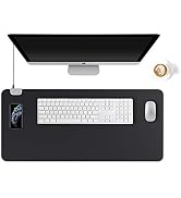 KINGFOM Multifunctional Office Desk Pad, Large Waterproof Pu Leather Mouse Pad, 2-in-1 Use Desk W...