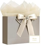 JMANNI Gift Bags, 1PCS Gift Bags Large with Ribbon and 1 Greeting Cards 2 Tissue Paper, Portable ...