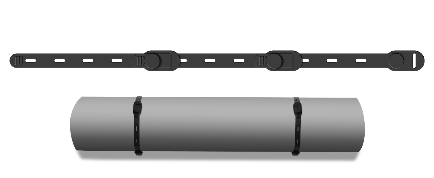 Linkable silicone ties for large items, extendable cord wrapper for yoga mats and extension cords