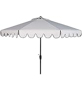 Safavieh PAT8010A Collection Venice Navy and White Single Scallop 9Ft Crank Outdoor Push Button T...