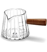 Espresso Measuring Cup 6 Oz, Espresso Glass Cups with Wood Handle, Milk Frothing Cup, Espresso Cu...