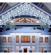 AGIRL 400 LED Icicle Lights Outdoor 32.8Ft 75 Drops Icicle Christmas Lights 8 Modes Waterproof Fa...