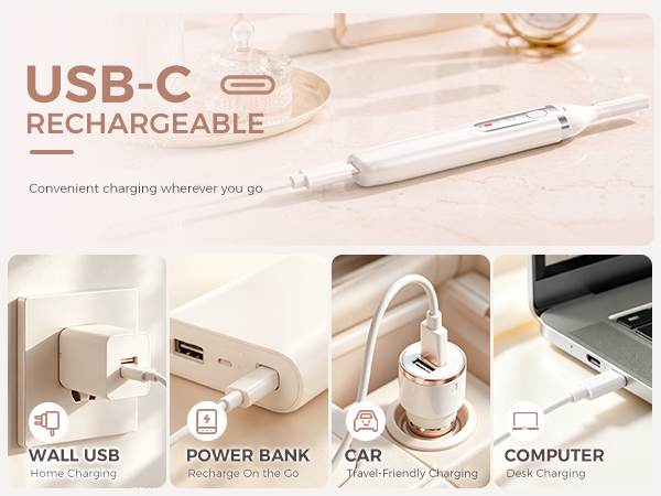 USB-C RECHARGEABLE Convenient charging wherever you go