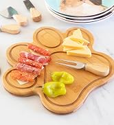 dog paw shaped cutting board serving charcuterie cheese and meat