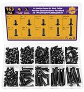 163PCS M4 Machine Screw Assortment, Black Oxide Carbon Steel Phillips Pan Head Screws, M4x6/8/10/...
