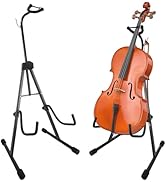Shongbluu Cello Stand, Steel Cello Stand with Bow Holder,Adjustable Foldable Bass Cello Stand for...