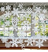 GOER 36 Pcs Snowflake Hanging Swirls for New Year Christmas Winter Party Decorations