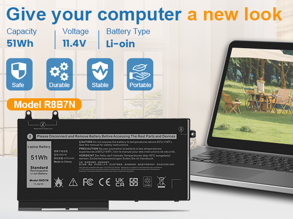 R8D7N 1V1XF Laptop Battery