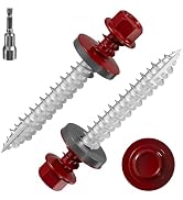 Wensilon 3/16 * 1-1/2" 72PCS 1lbs Red Hexagonal Metal Sheet roof Screws, #10 * 1-1/2 with EPDM wa...