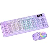 seenda Bluetooth Keyboard and Mouse Combo,RGB Backlit,Jelly keycaps,Purple | Knob Control, RGB Ba...