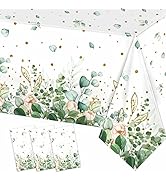 Sage Green Eucalyptus Leaf Tablecloth for Baby Shower Party Decoration Disposable Plastic Sage Gr...
