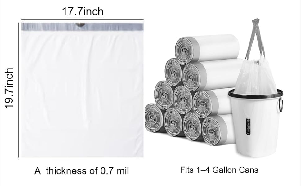 small trash bags multi use for home office nursery bathroom car, 4 rolls 100 count white liners