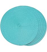 FunWheat Round Braided Placemats Set of 6 Table Mats for Dining Tables Woven Washable Non-Slip Pl...