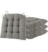 ELFJOY Tufted Chair Cushions for Dining Chairs Set of 4 Premium D Shaped Chair Pads with Ties Com...