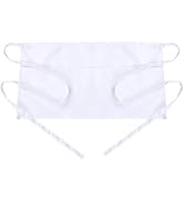 BOHARERS Waist Apron with 3 Pockets - White Waitress Waiter Server Short Apron