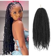 ADIASAI Marley Twist Braiding Hair 12 Inch 3 Packs, Black Cuban Twist Hair Afro Kinky Curly Twist...