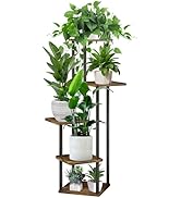YOCOMEY 5 Tier Plant Stand Indoor, Thickened Metal Wood Corner Plant Shelf Stands for Multiple Pl...