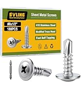SVLING Self Drilling Screws for Metal,#8 x 1/2 Inch 180Pcs Sheet Metal Modified Truss Head,410 St...