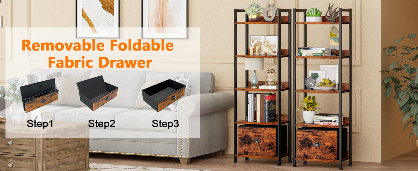 Book shelf with foldable Drawer for living room