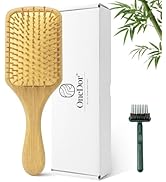 Onedor Bamboo Hair Brush Natural Wooden Paddle Hairbrush with Bamboo Bristles for Detangling and ...
