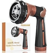 FANHAO Garden Hose Nozzle, 100% Heavy Duty Metal Water Hose Sprayer with 8 Spray Patterns, High P...