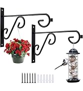 QTJUST Hanging Plant Bracket 2Pack 6inch,Metal Wall Hook,Anti-Rust Indoor Outdoor Wall Hangers fo...