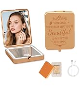 Mini Pocket Mirror,Rechargeable Dimmable 3 Color Lighting 1X/3X Magnification LED Compact Makeup ...