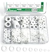 Aienxn 1200PCS White Nylon Washers Assortment Kit, Nylon Flat Washers for Bolts, 9 Metric Sizes R...