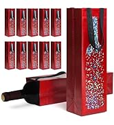 cabzymx 12-pack Red Reusable Wine Bags with Handles, 13.6x3.5x3.9 Inches Holiday Wine Gift Bags w...