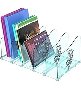 COWVTUJ Clear File Organizer for Desk, 5-Section Upright Plastic Desktop File Folder Sorter with ...