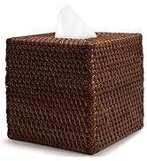 Rattan Tissue Box Cover Square, Handmade Wicker Tissue Box Holder, Elegant Design Cube Tissue Box...
