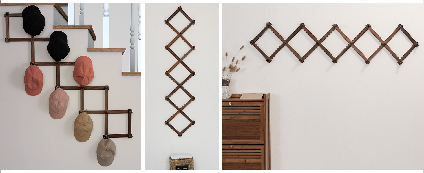 Wall coat rack for 3 installation methods, horizontal, vertical, 45° diagonal